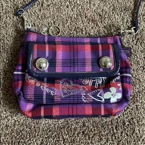 Purple plaid coach purse